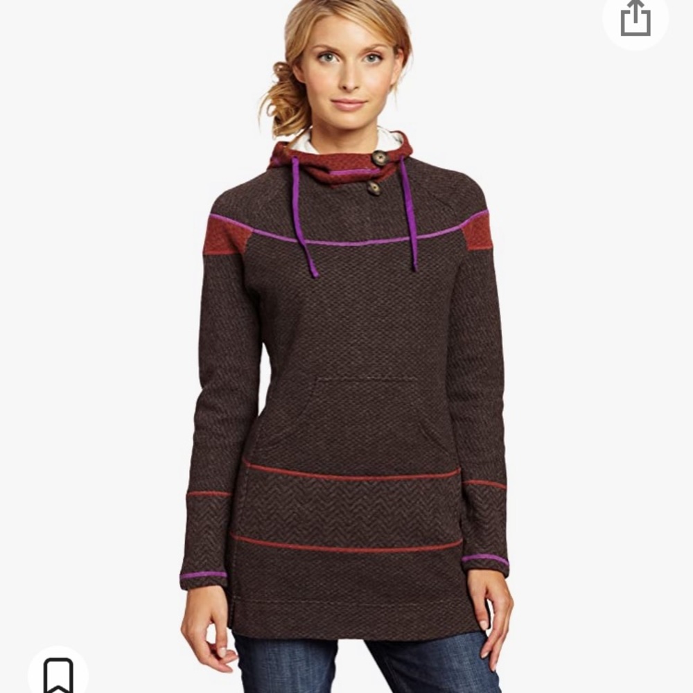 (S) Prana Caitlyn Tunic Sweater, Espresso, Wool Blend